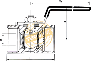 一片式內(nèi)螺紋球閥結(jié)構(gòu)圖