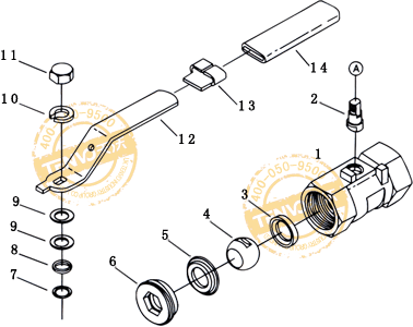 一片式內(nèi)螺紋球閥分解圖