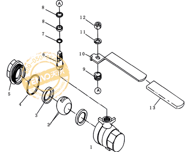 二片式內(nèi)螺紋球閥分解圖