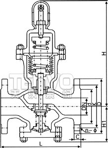Y44H直接作用式波紋管減壓閥結(jié)構(gòu)圖