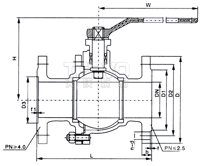 不銹鋼法蘭球閥結構圖