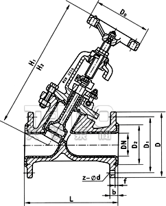 J45F46直流式襯氟截止閥結(jié)構(gòu)圖
