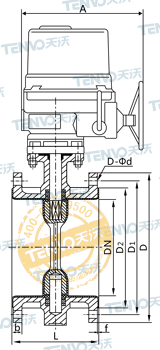 D941F46電動法蘭式襯氟蝶閥結構圖