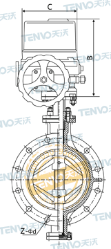 D943H法蘭式電動硬密封蝶閥結構圖
