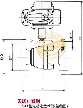 天沃TT系列電動(dòng)法蘭球閥結(jié)構(gòu)圖