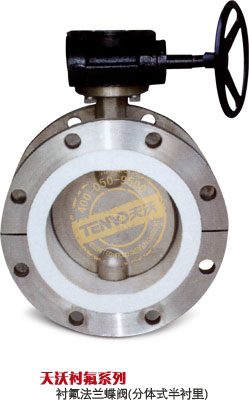 分體式法蘭半襯四氟蝶閥結構圖