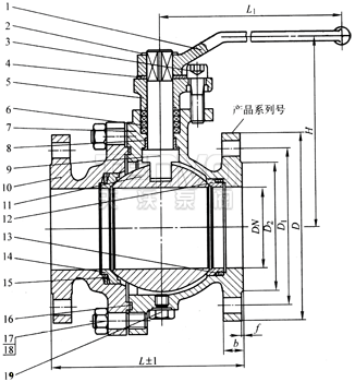 浮動球金屬硬密封球閥結(jié)構(gòu)圖
