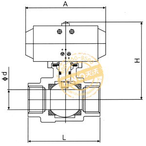 Q611F二片式氣動(dòng)內(nèi)螺紋球閥結(jié)構(gòu)圖