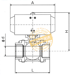 Q611F三片式氣動(dòng)內(nèi)螺紋球閥結(jié)構(gòu)圖