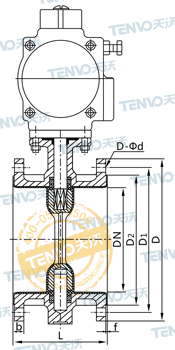 D641F46法蘭式氣動(dòng)襯氟蝶閥結(jié)構(gòu)圖