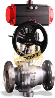 裝配AT系列氣動執(zhí)行器氣動固定球閥實物圖