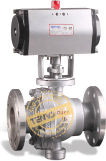 裝GT系列氣動執(zhí)行器氣動固定球閥實物圖