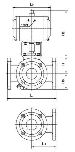 氣動三通球閥結(jié)構(gòu)圖