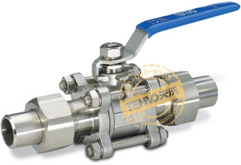 帶接管三片式焊接球閥實物圖