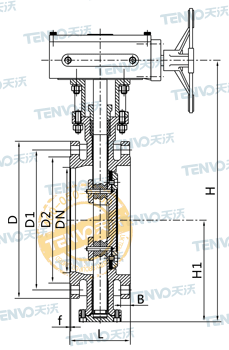 法蘭式三偏心多層次金屬硬密封蝶閥結(jié)構(gòu)圖