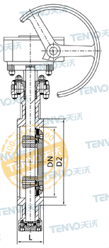 對(duì)夾式三偏心多層次金屬硬密封蝶閥結(jié)構(gòu)圖