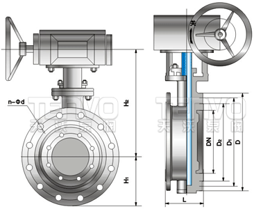 金屬硬密封雙向蝶閥結(jié)構(gòu)圖