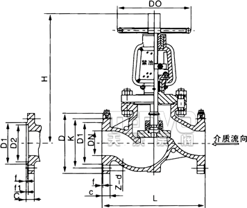 Jy41W型氧氣專用截止閥結(jié)構(gòu)圖