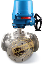 裝配QT執(zhí)行器電動(dòng)Y型三通球閥實(shí)物圖