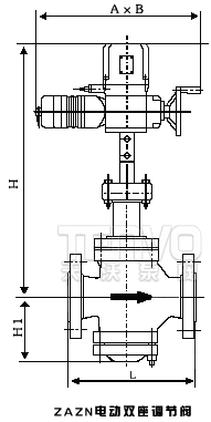 ZAZN電動(dòng)直通雙座調(diào)節(jié)閥結(jié)構(gòu)圖