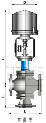 常溫型三通分流調(diào)節(jié)閥外形尺寸圖