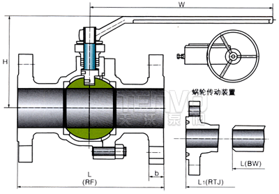 鑄鋼法蘭球閥結(jié)構(gòu)圖