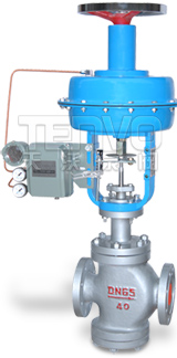 帶頂式手輪氣動(dòng)薄膜雙座調(diào)節(jié)閥實(shí)物圖