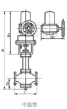 中溫型ZSPQ氣動活塞切斷閥外形尺寸圖